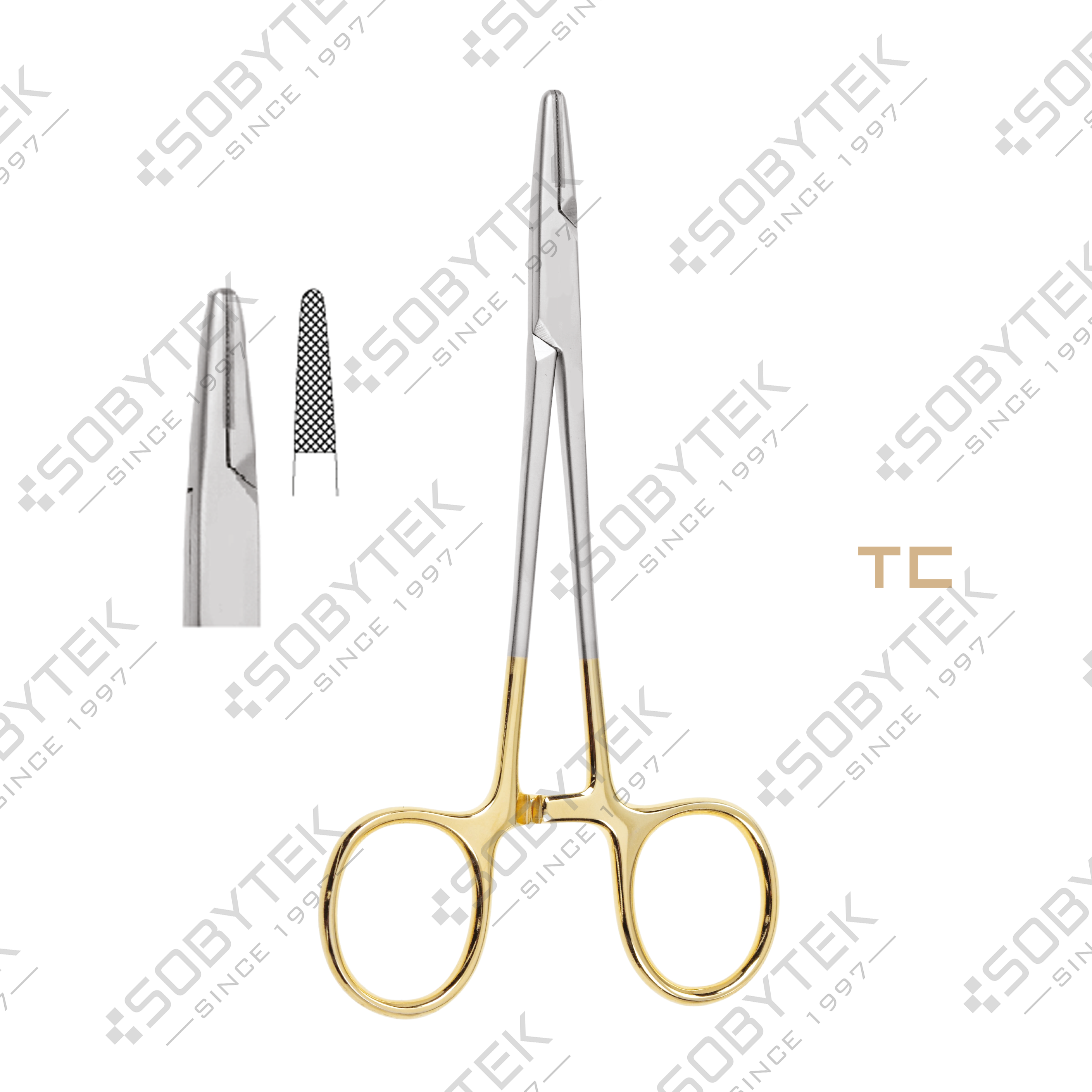 XPRS TC Mayo-Hegar Needle Holder – 8" Straight, Serrated Jaws, Premium
